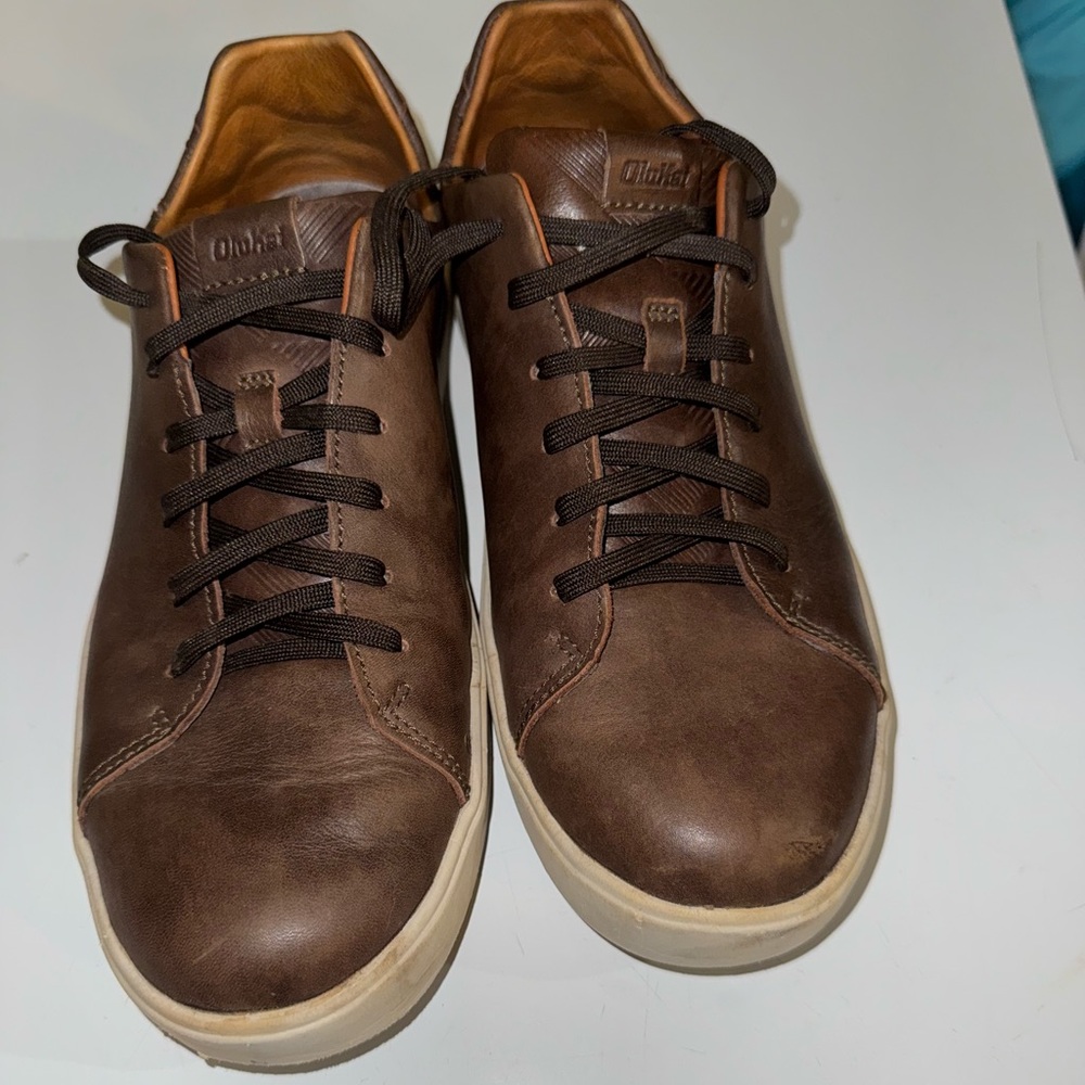 Olukai Men's Dark Brown Leather Sneakers